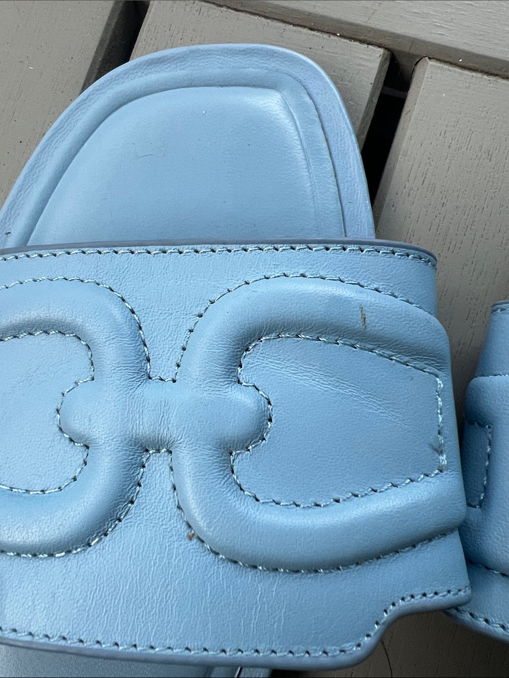 ZARA Powder Blue Leather Slide Mules size 38 size US 7.5 - Picture 4 of 6